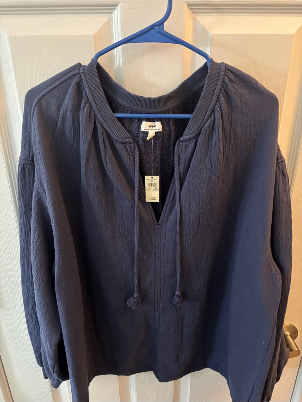 aerie Navy Blue V-Neck Pullover Sweater